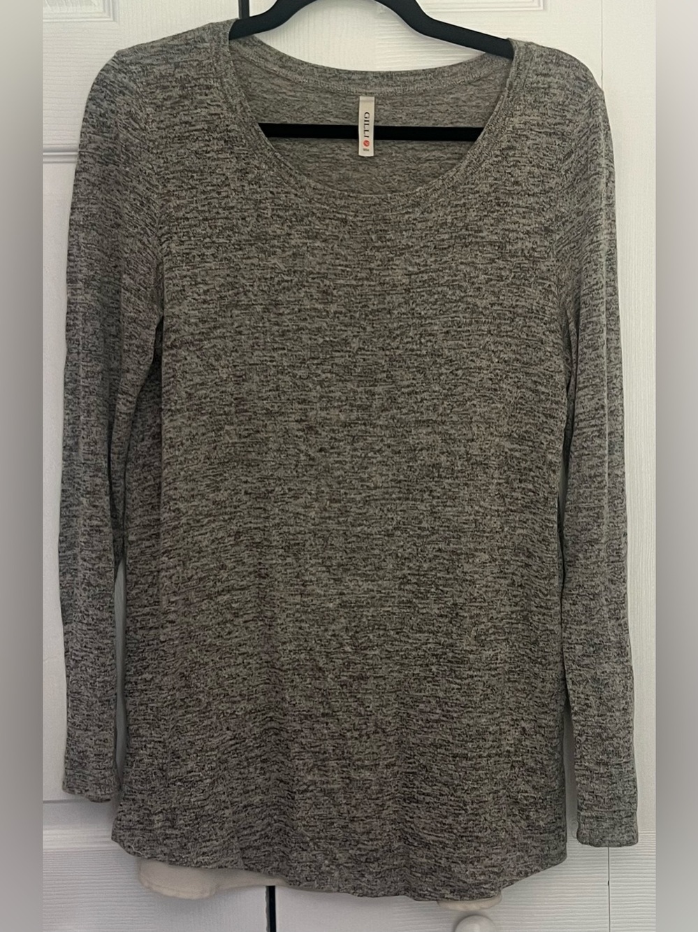 Gilli Heather Gray Long Sleeve Knit Tunic Top